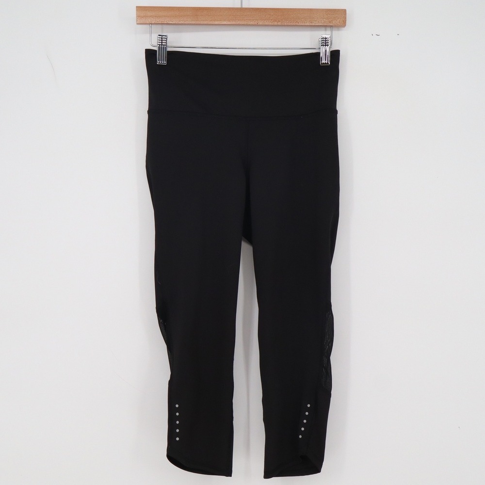 Old Navy Leggings Womens M Go-Dry Mesh Panel Black Cropped Activewear Excellent